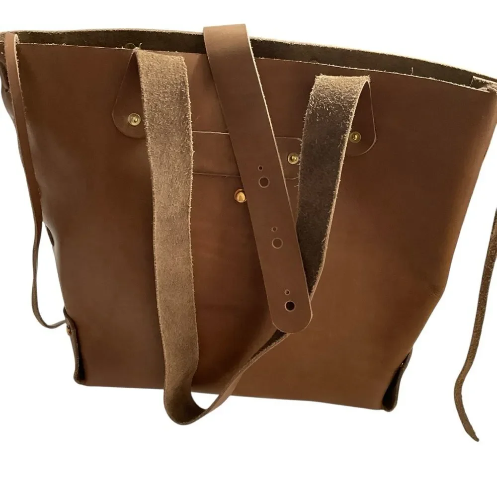 Handcrafted Chocolate Brown Leather Shoulder Tote Bag